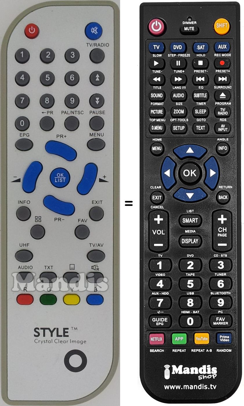 Replacement remote control Style001