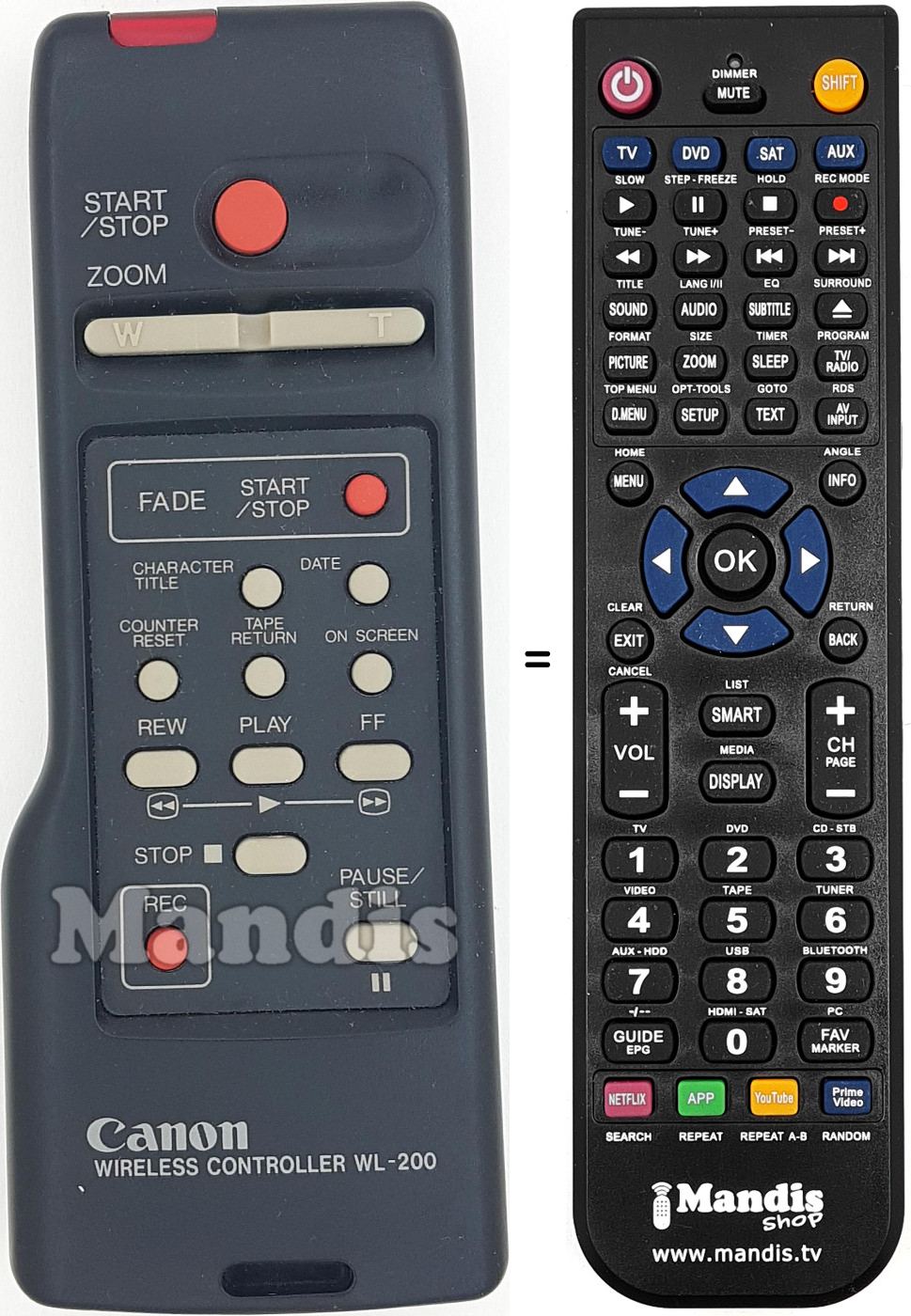 Replacement remote control WL-200