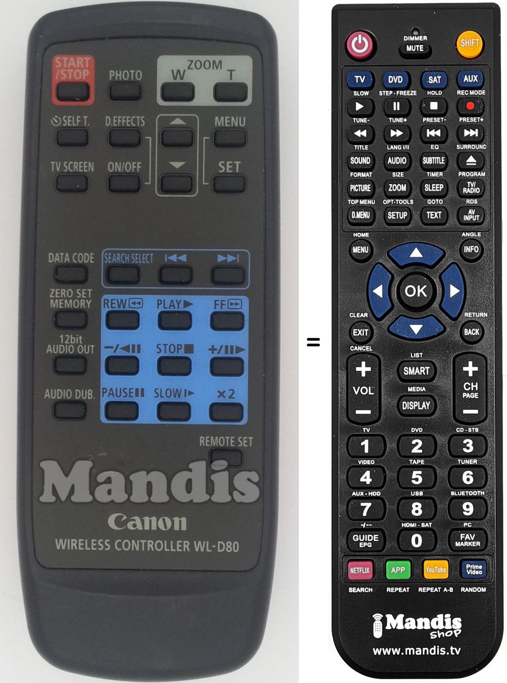 Replacement remote control WL-D80