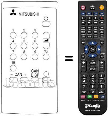 Gleichwertige Fernbedienung Mitsubishi CT 14 M1 EM (Y) Gleichwertige Fernbedienung Mitsubishi CT 14 M1 EM (Y)