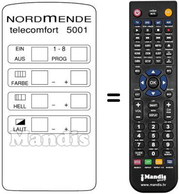 Gleichwertige Fernbedienung TELECOMFORT 5001 Gleichwertige Fernbedienung TELECOMFORT 5001