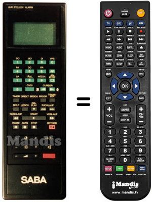 Gleichwertige Fernbedienung Saba VRR 88A10 Gleichwertige Fernbedienung Saba VRR 88A10