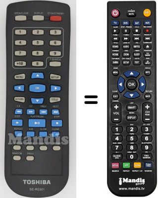 Replacement remote control Toshiba SD-189 EKE