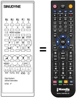 Replacement remote control DIGI SYSTEM 6700 PIP