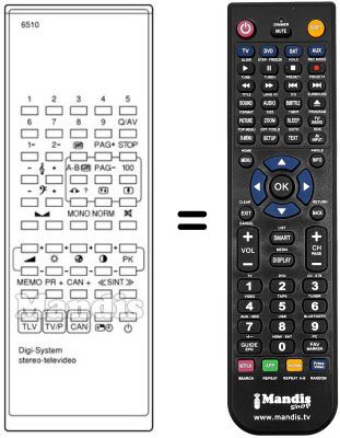 Gleichwertige Fernbedienung DIGISYSTEM