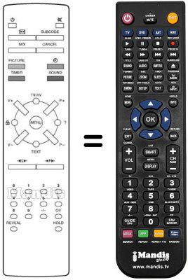 Gleichwertige Fernbedienung Naonis ISEFL 37-G43I300