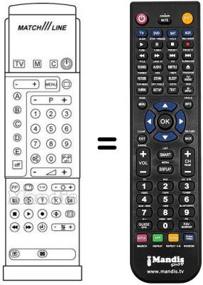 Gleichwertige Fernbedienung PYE MATCH LINE 29 PT 910 B Gleichwertige Fernbedienung PYE MATCH LINE 29 PT 910 B
