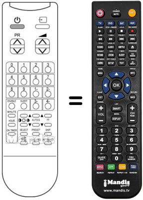 Replacement remote control Daewoo 2075ST Replacement remote control Daewoo 2075ST