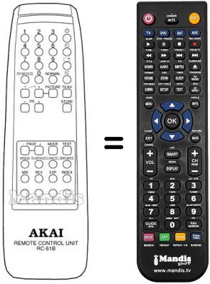 Replacement remote control Akai CT 2167 PT