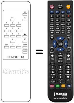 Replacement remote control REMOTE T6