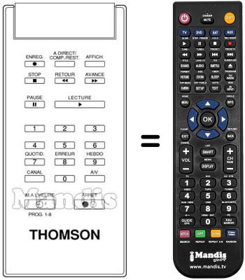 Gleichwertige Fernbedienung Thomson V 6090 Gleichwertige Fernbedienung Thomson V 6090