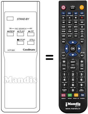 Replacement remote control VCP 600