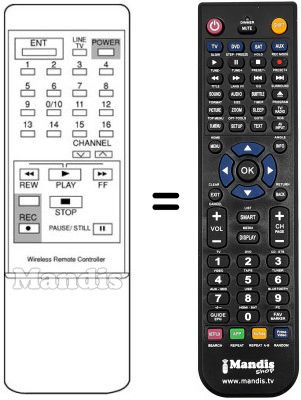 Replacement remote control Emerson VCR 1150