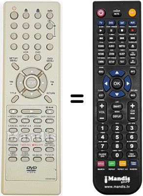 Gleichwertige Fernbedienung NordMende DVRX 14 SE