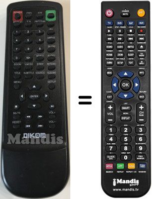 Replacement remote control DIKOM DVX-110 N