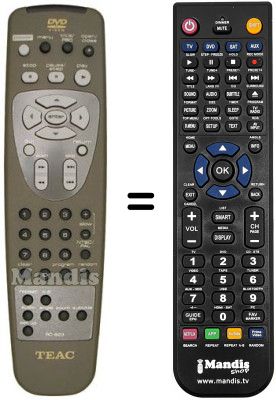 Replacement remote control TEAK DV-H350