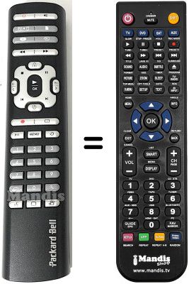 Replacement remote control PackardBell HDD RECORDER 80 / 250