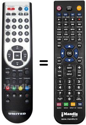 Replacement remote control United DVBT9099Z