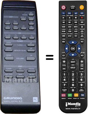 Gleichwertige Fernbedienung RC3