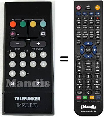 Gleichwertige Fernbedienung Telefunken MP142S Gleichwertige Fernbedienung Telefunken MP142S