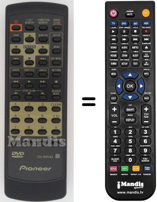 Replacement remote control Pioneer DV525