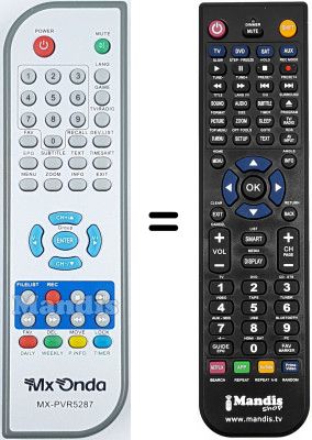 Replacement remote control MxOnda MX PVR 5287