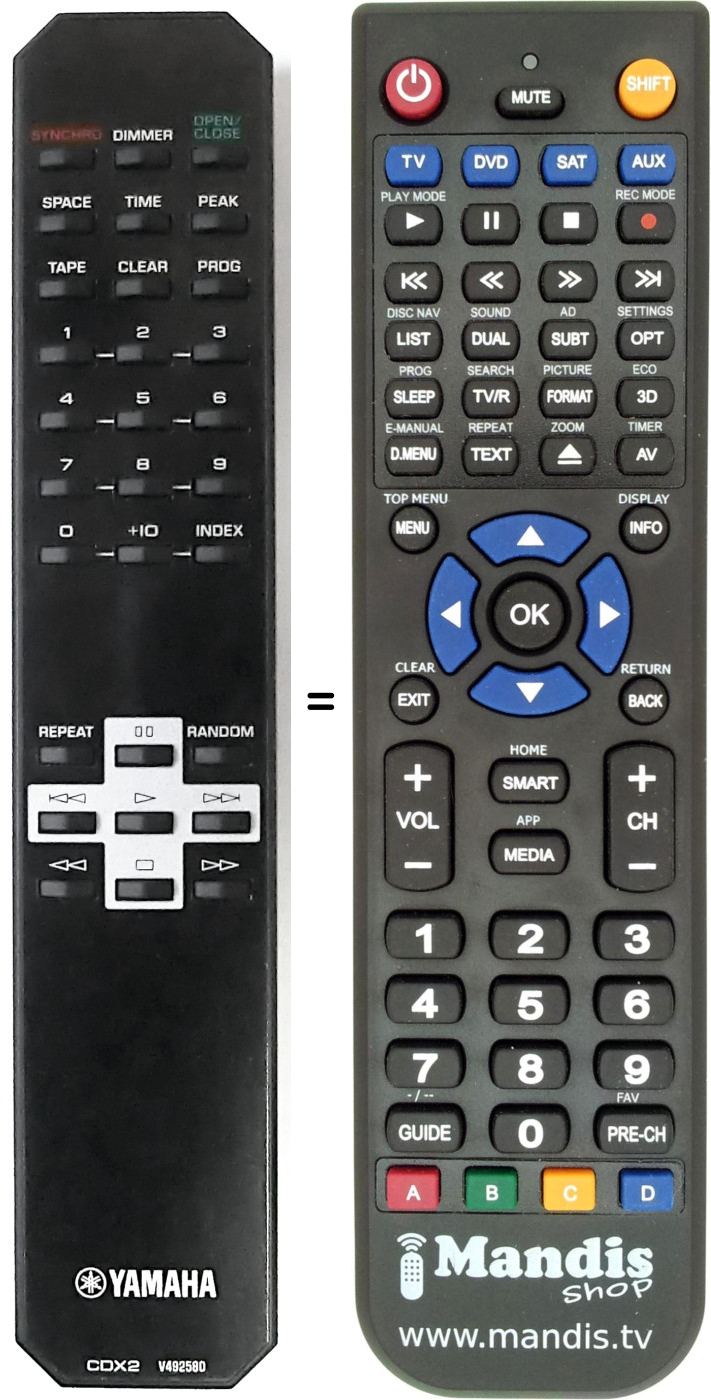 Gleichwertige Fernbedienung Yamaha CDX2