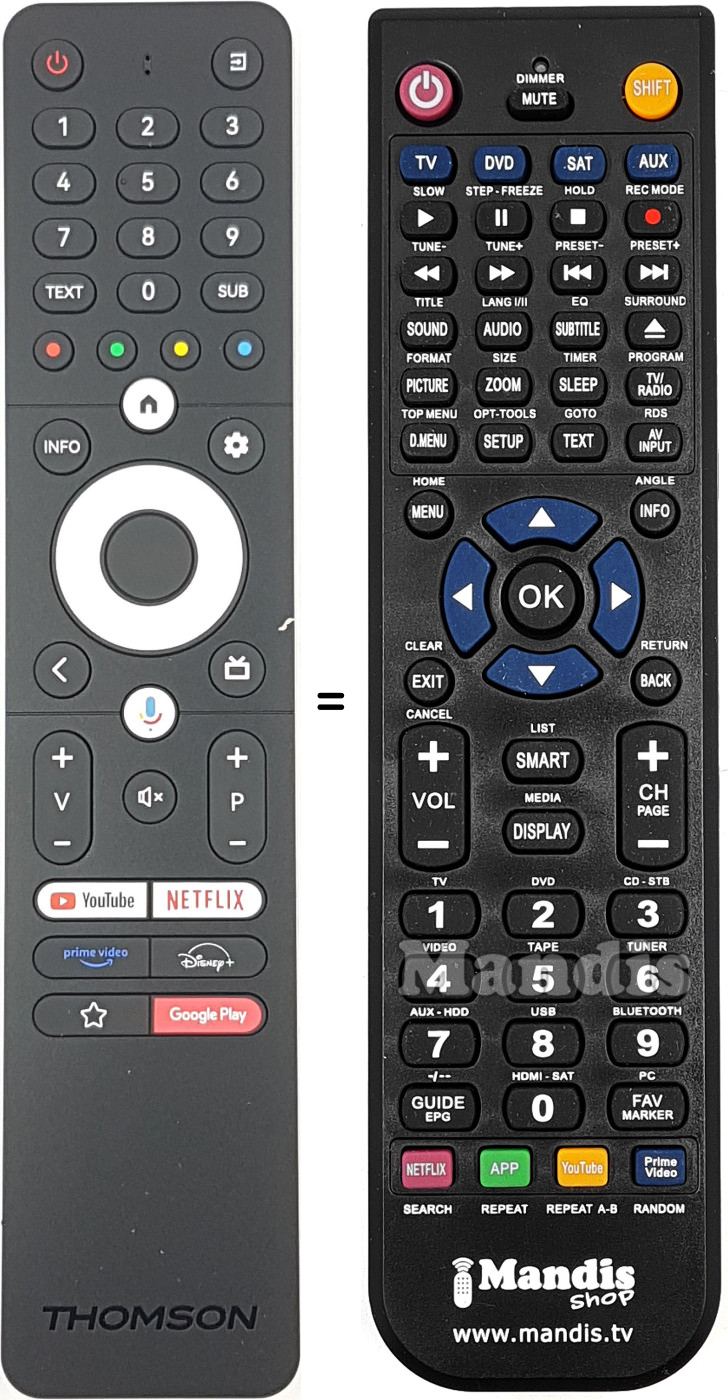 Gleichwertige Fernbedienung Thomson RC112A Gleichwertige Fernbedienung Thomson RC112A