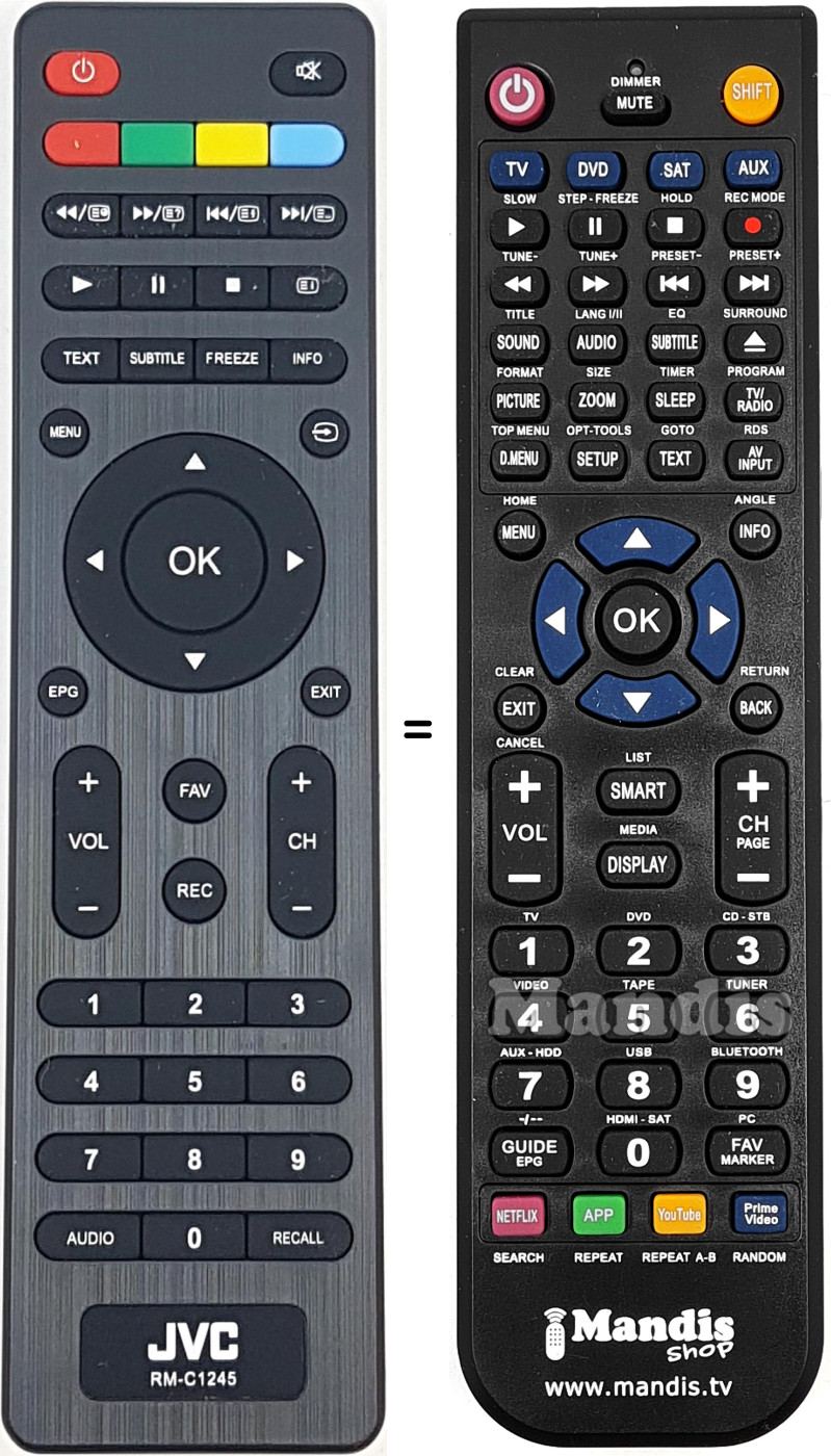 Replacement remote control JVC RM-C1245